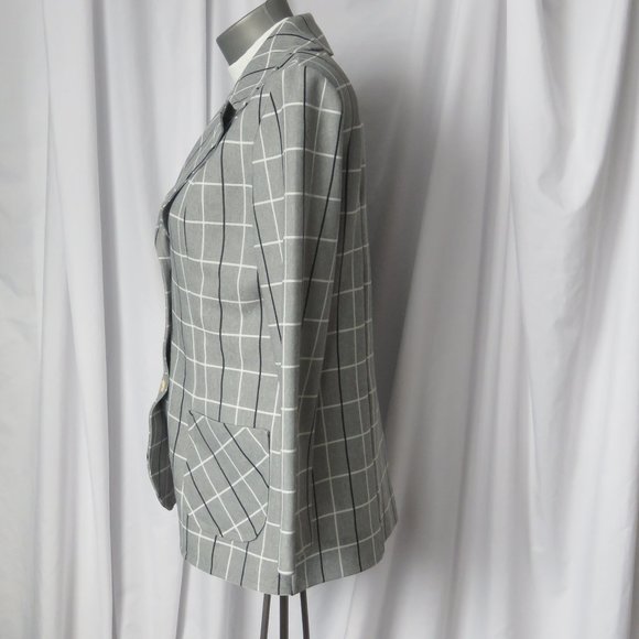 Retro Plaid Grey 1970s Vintage Paris Star Blazer - Picture 8 of 8